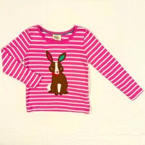 Mini Boden Easter Bunny Applique Tee Girls 2-3 Y 2T 3T Stripes Cotton Rabbit